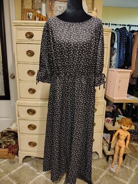Black Heart-Print Maxi Dress - Unbranded